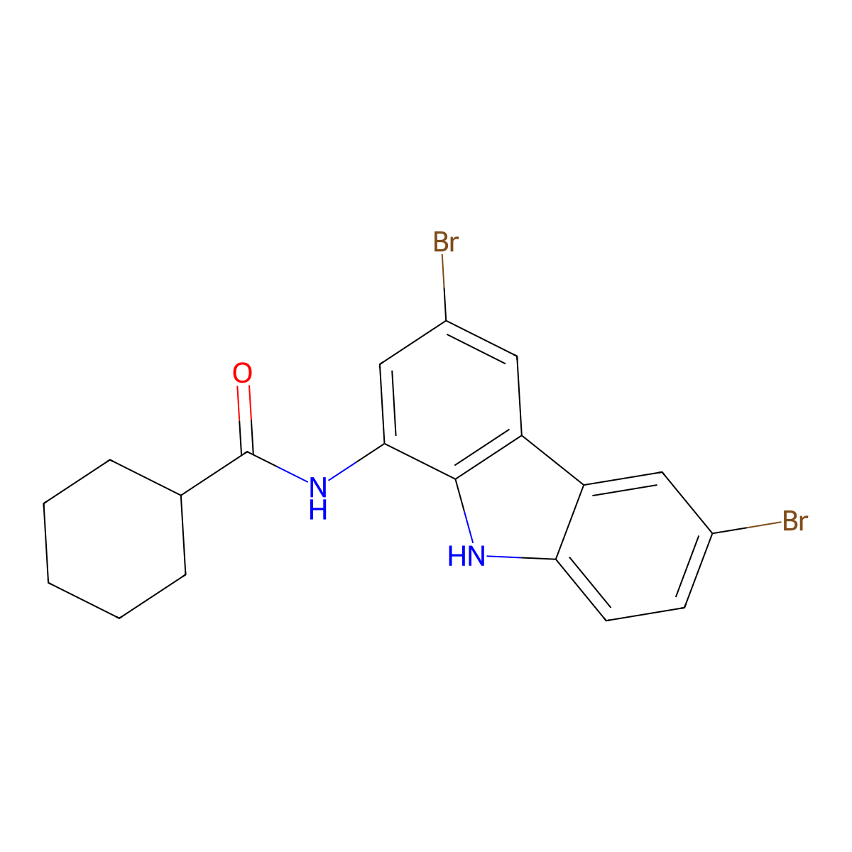 N-(3,6-dibromo-9H-carbazol-1-yl)cyclohexanecarboxamide molecular structure, CAS 698984-20-2