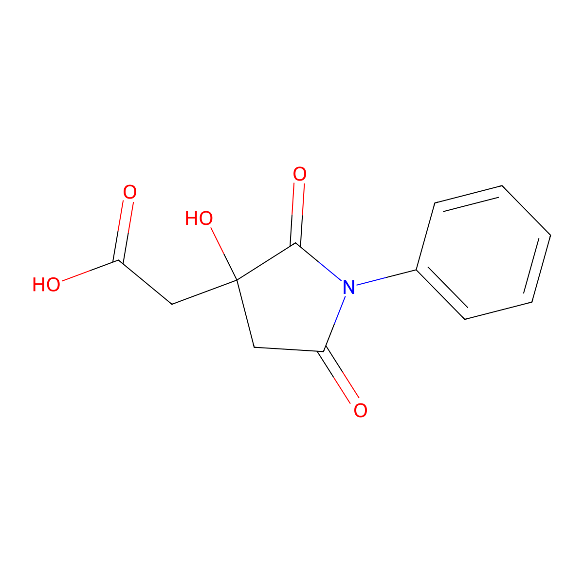 (3-Hydroxy-2,5-dioxo-1-phenylpyrrolidin-3-yl)acetic acid molecular structure, CAS 698984-25-7
