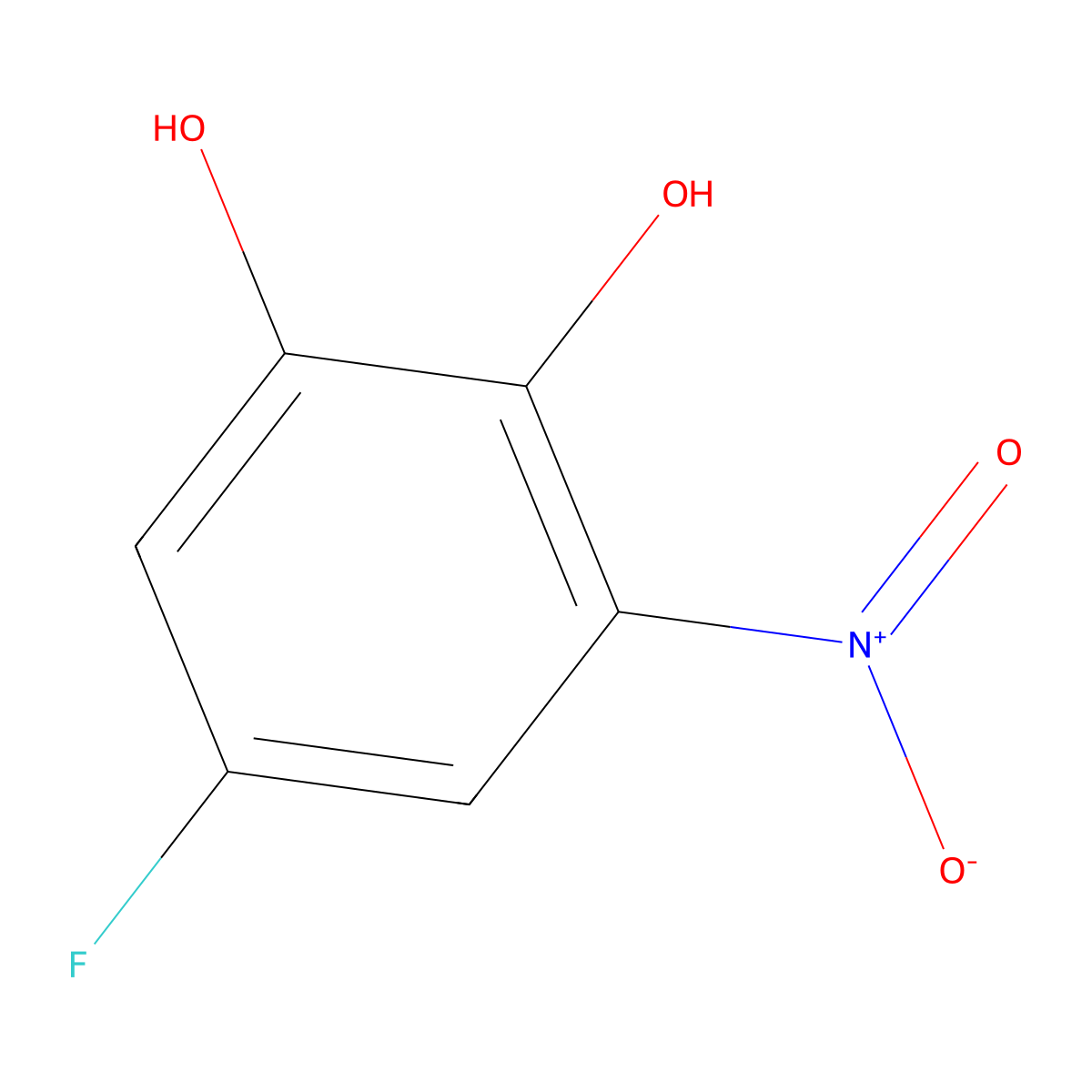 5-Fluoro-3-nitrobenzene-1,2-diol molecular structure, CAS 698985-45-4