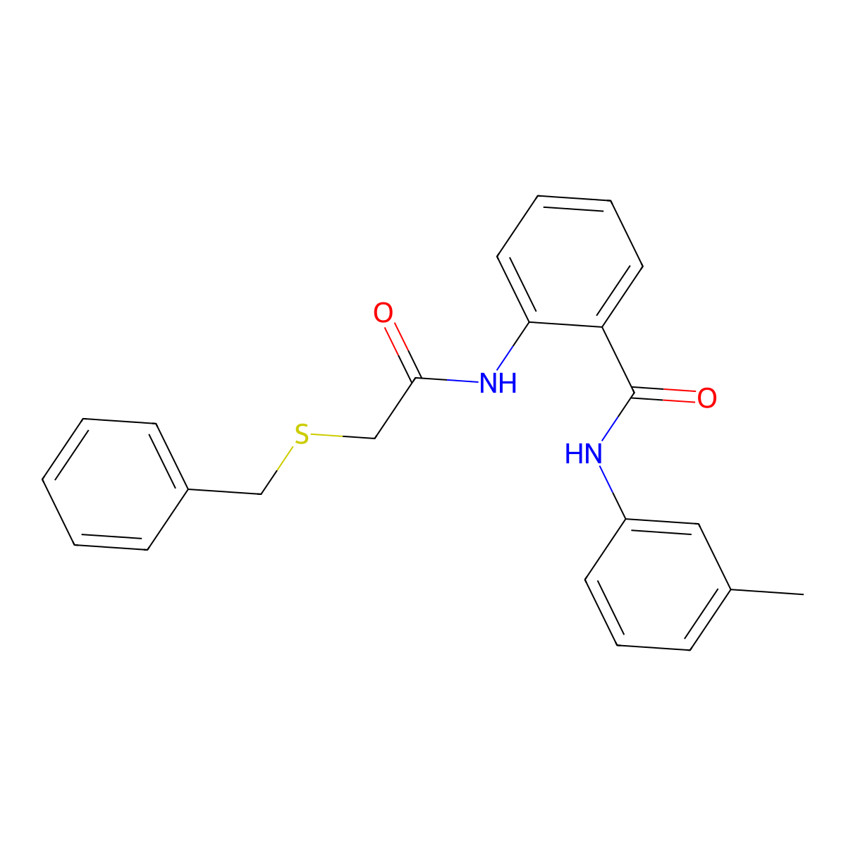 2-[(2-benzylsulfanylacetyl)amino]-N-(3-methylphenyl)benzamide molecular structure, CAS 698986-28-6