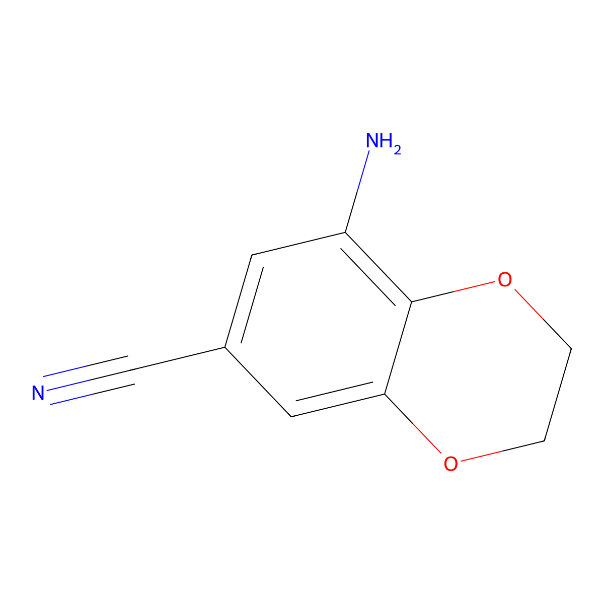 8-Amino-2,3-dihydro-1,4-benzodioxine-6-carbonitrile molecular structure, CAS 698986-38-8