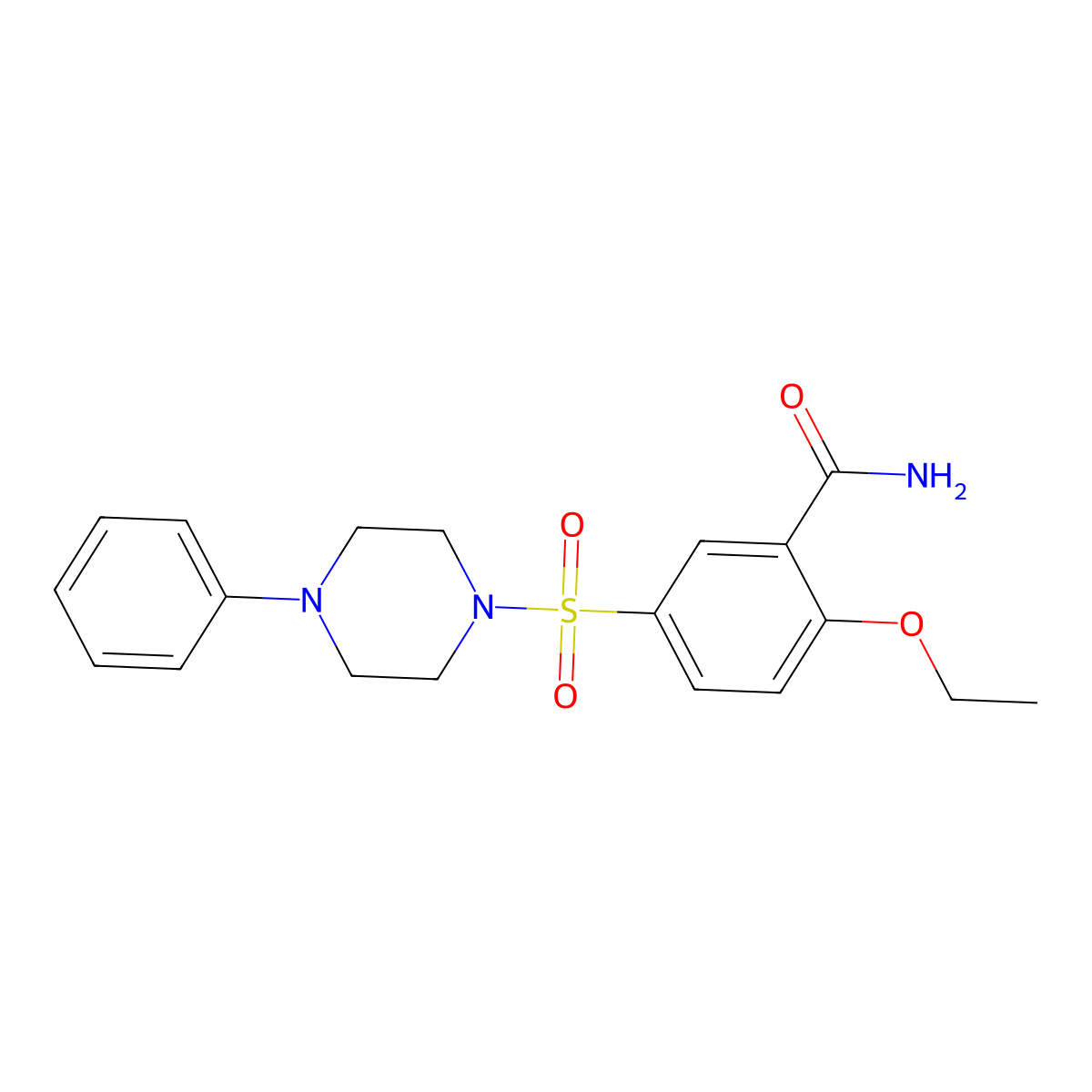 2-Ethoxy-5-(4-phenylpiperazin-1-yl)sulfonylbenzamide molecular structure, CAS 698986-88-8