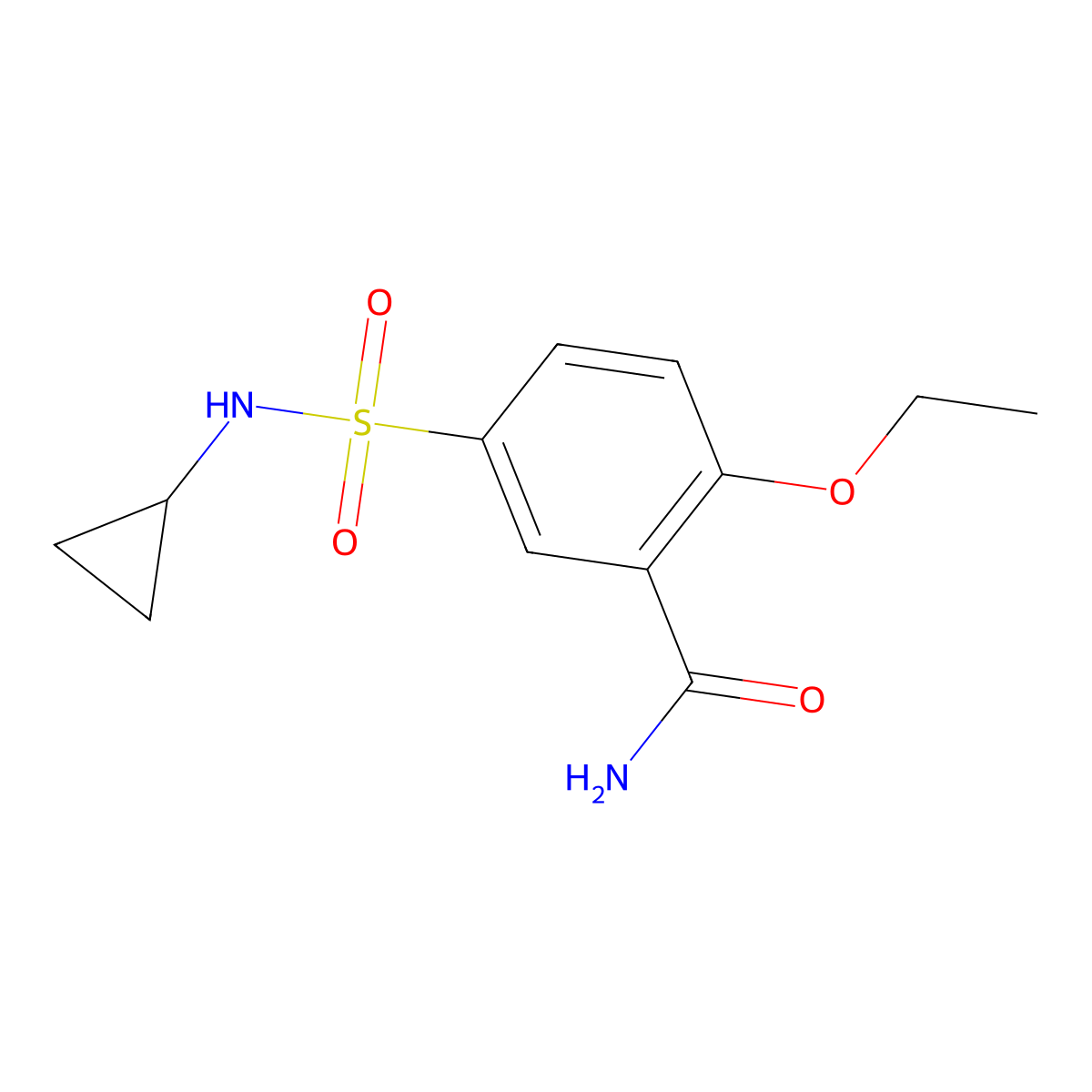 5-[(Cyclopropylamino)sulfonyl]-2-ethoxybenzamide molecular structure, CAS 698987-06-3