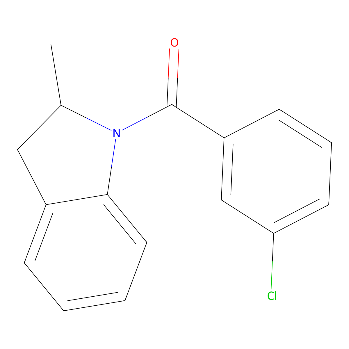 (3-Chlorophenyl)-(2-methyl-2,3-dihydroindol-1-yl)methanone molecular structure, CAS 698987-57-4