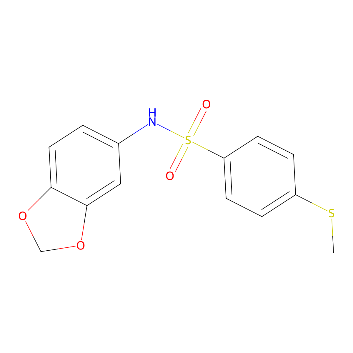 N-(1,3-benzodioxol-5-yl)-4-methylsulfanylbenzenesulfonamide molecular structure, CAS 698987-92-7