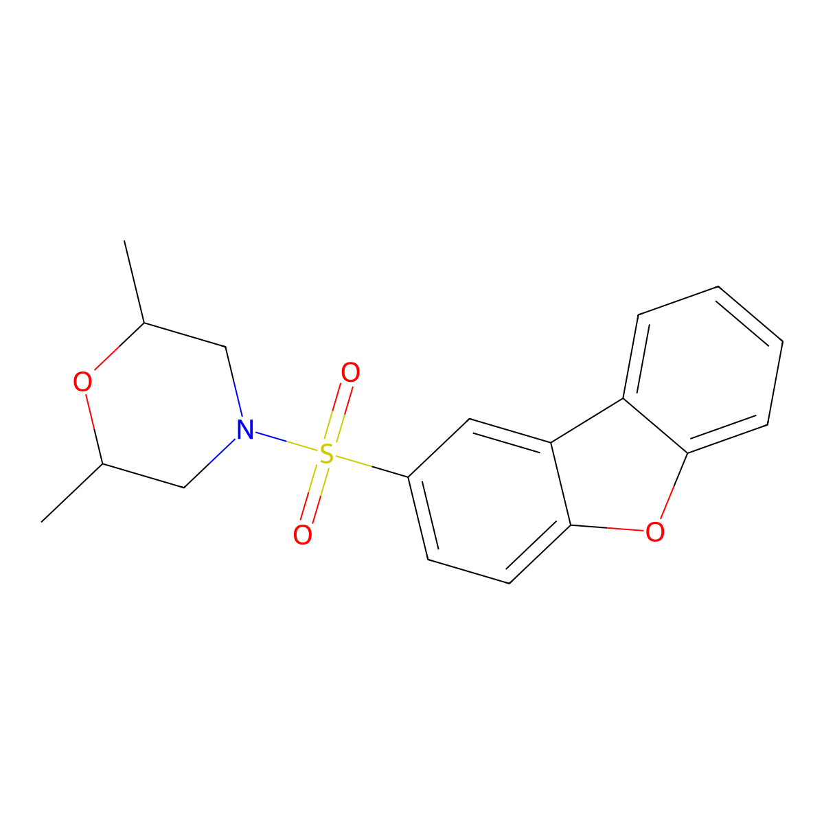 4-Dibenzofuran-2-ylsulfonyl-2,6-dimethylmorpholine molecular structure, CAS 698988-88-4