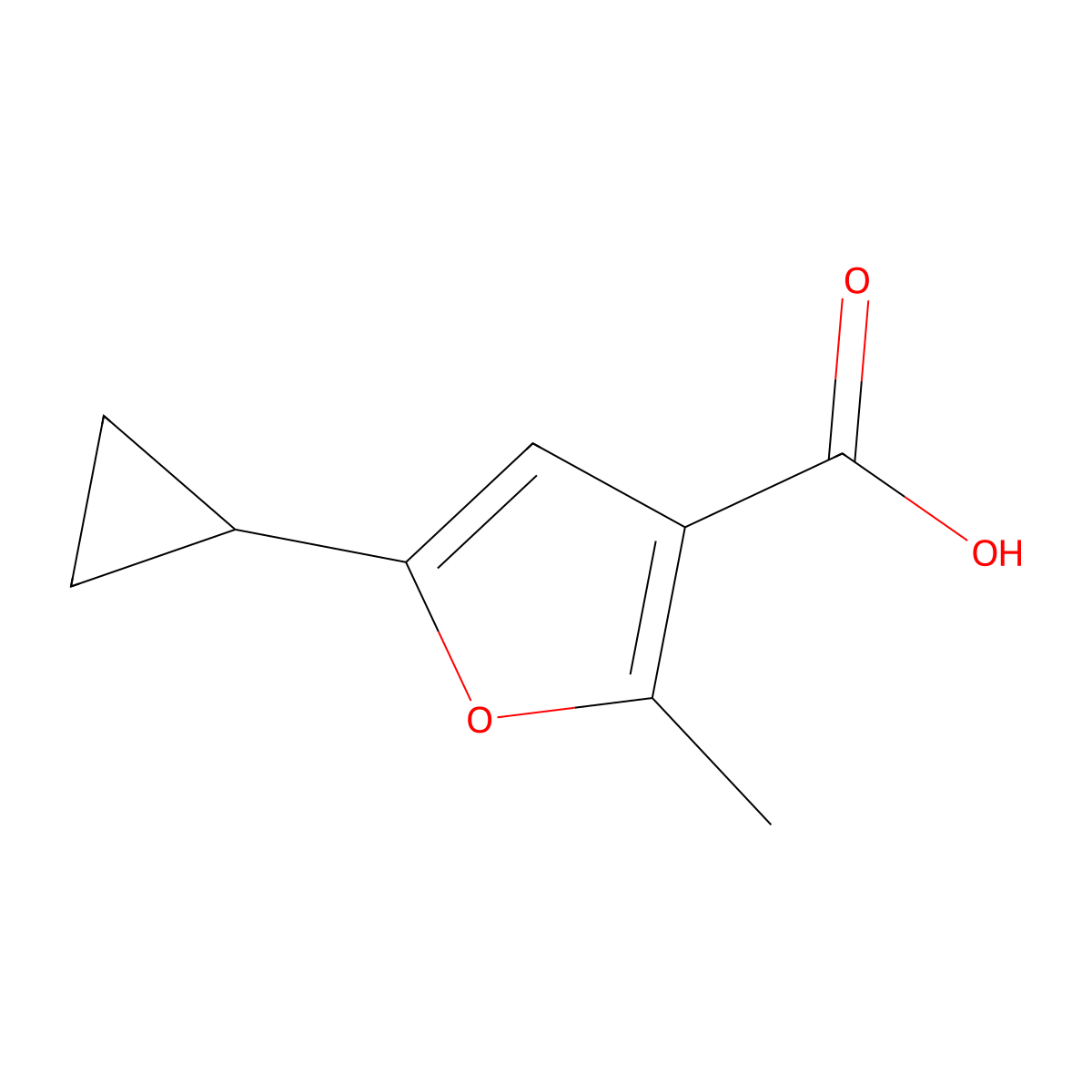 5-Cyclopropyl-2-methylfuran-3-carboxylic acid molecular structure, CAS 698990-99-7