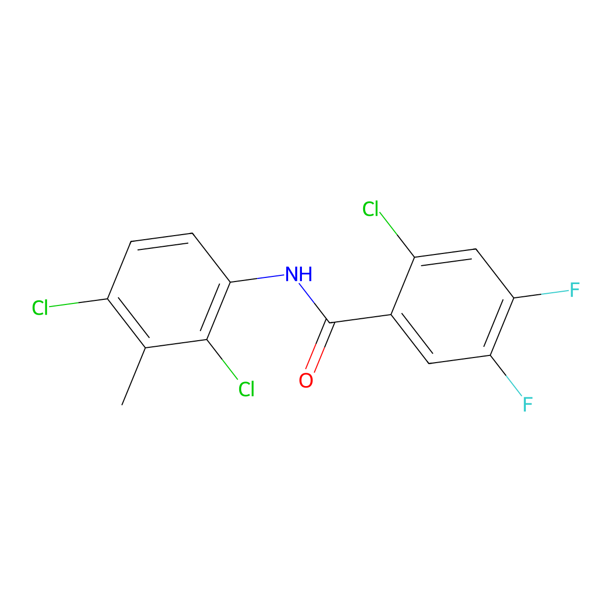 2-chloro-N-(2,4-dichloro-3-methylphenyl)-4,5-difluorobenzamide molecular structure, CAS 698992-33-5