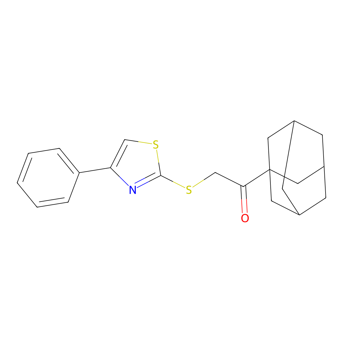 2-((4-Phenyl-2-thiazolyl)thio)-1-tricyclo(3.3.1.13,7)dec-1-ylethanone molecular structure, CAS 698992-57-3