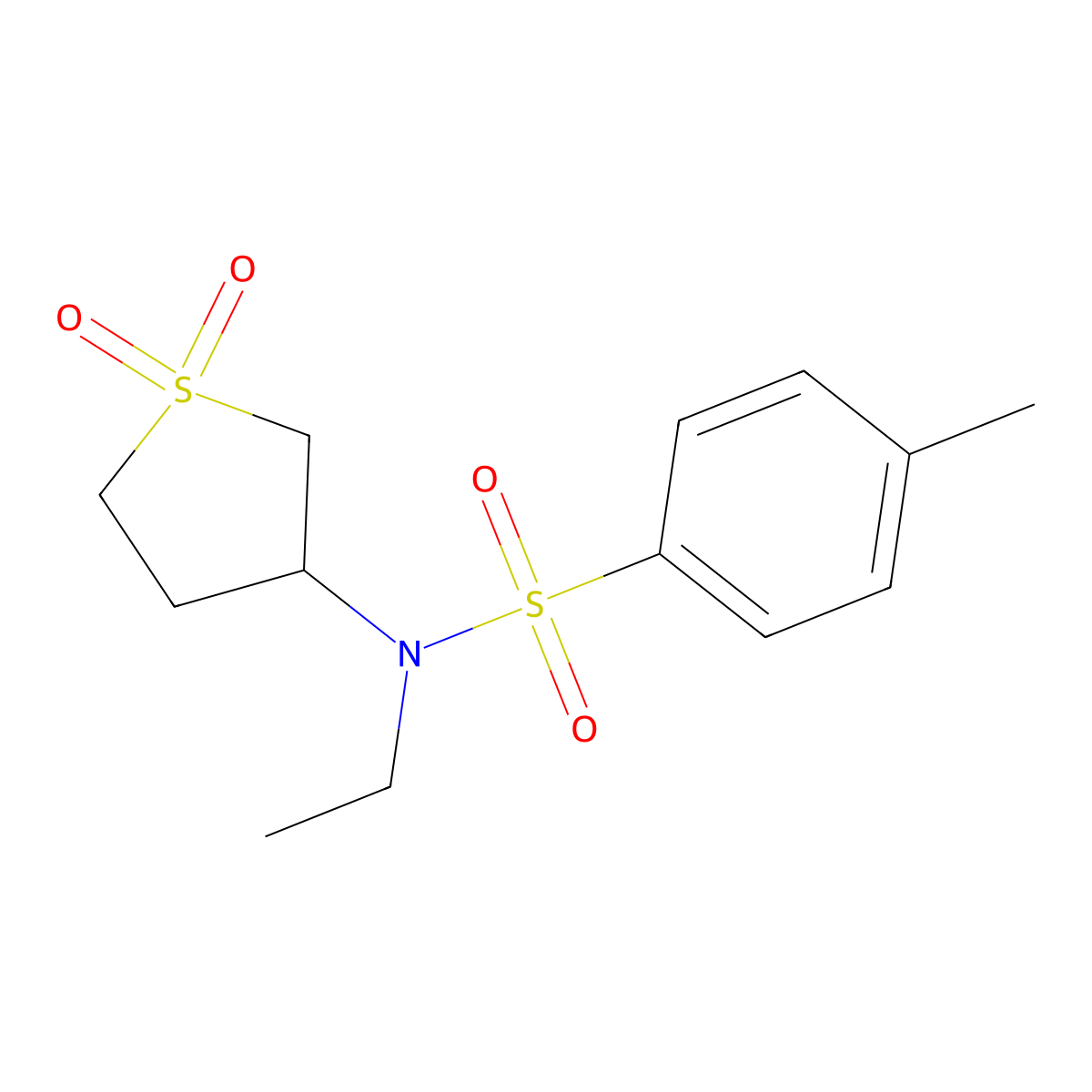 N-(1,1-dioxidotetrahydrothiophen-3-yl)-N-ethyl-4-methylbenzenesulfonamide molecular structure, CAS 698992-65-3