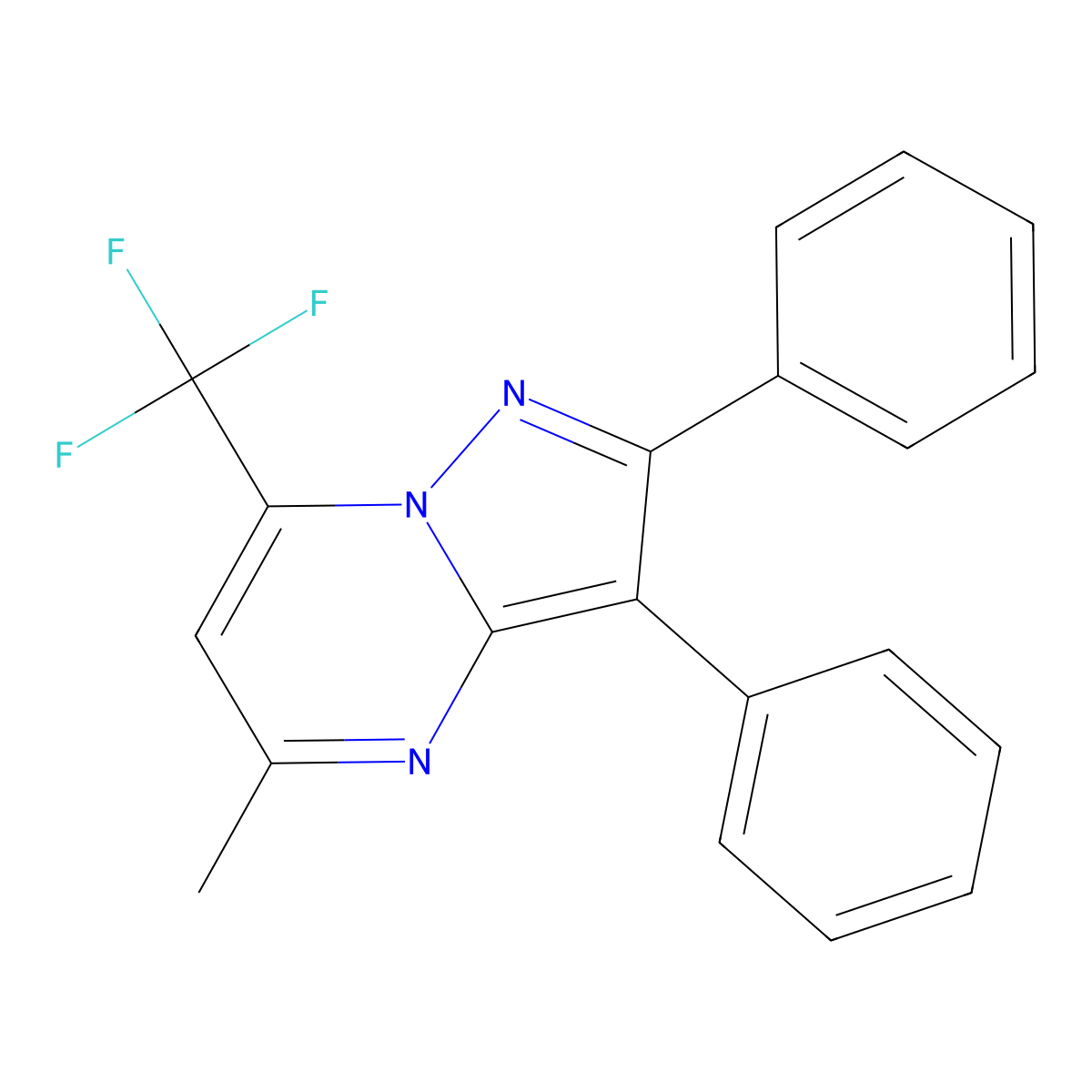 5-Methyl-2,3-diphenyl-7-(trifluoromethyl)pyrazolo[1,5-a]pyrimidine molecular structure, CAS 698994-01-3