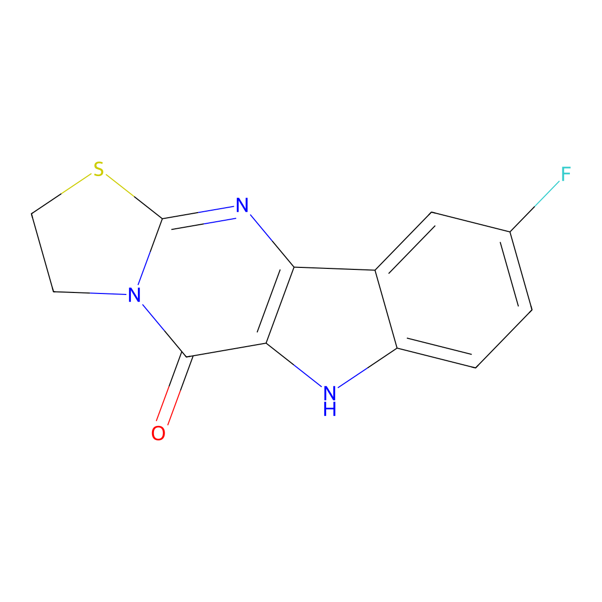 9-fluoro-2,3-dihydro[1,3]thiazolo[3',2':1,2]pyrimido[5,4-b]indol-5(6H)-one molecular structure, CAS 698994-75-1