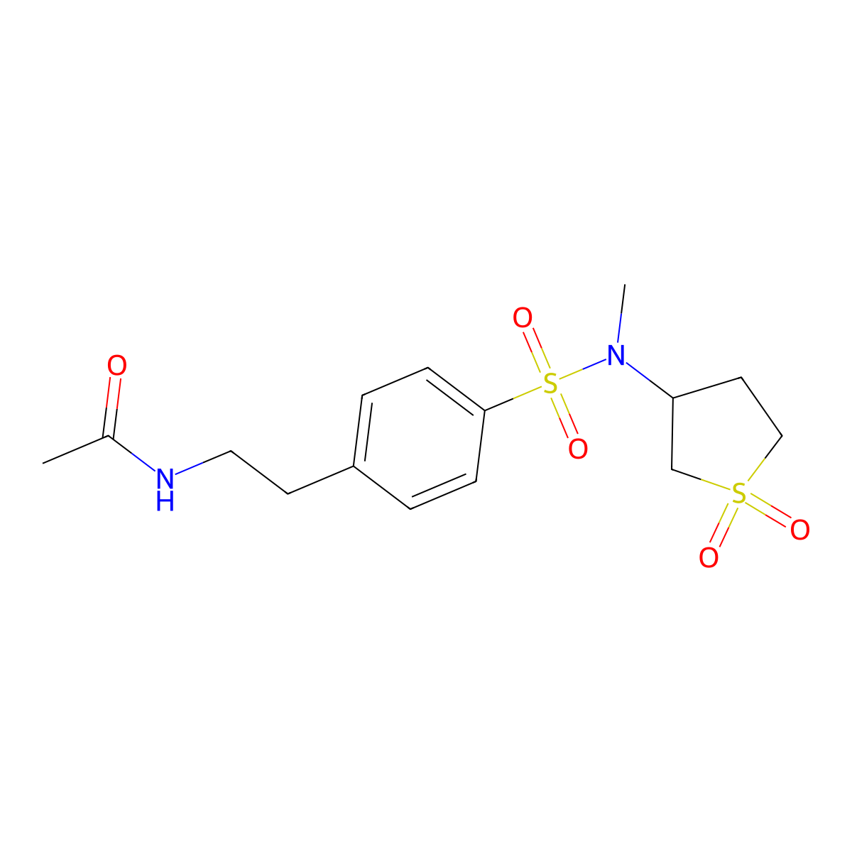 N-[2-(4-{[(1,1-dioxidotetrahydro-3-thienyl)(methyl)amino]sulfonyl}phenyl)ethyl]acetamide molecular structure, CAS 698994-82-0