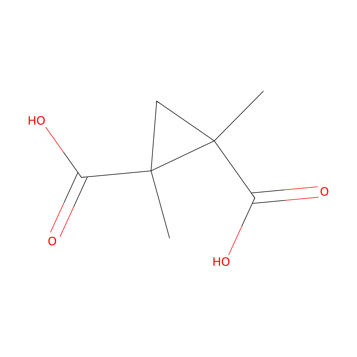 Cis-1,2-dimethyl-cyclopropanedicarboxylic acid molecular structure, CAS 699-49-0