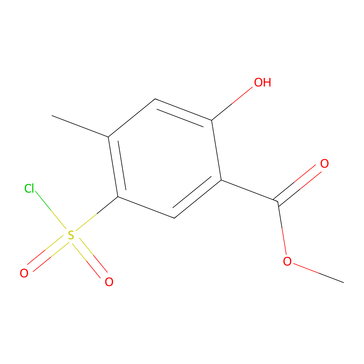 5-Chlorosulfonyl-2-hydroxy-4-methyl-benzoic acid methyl ester molecular structure, CAS 699016-44-9
