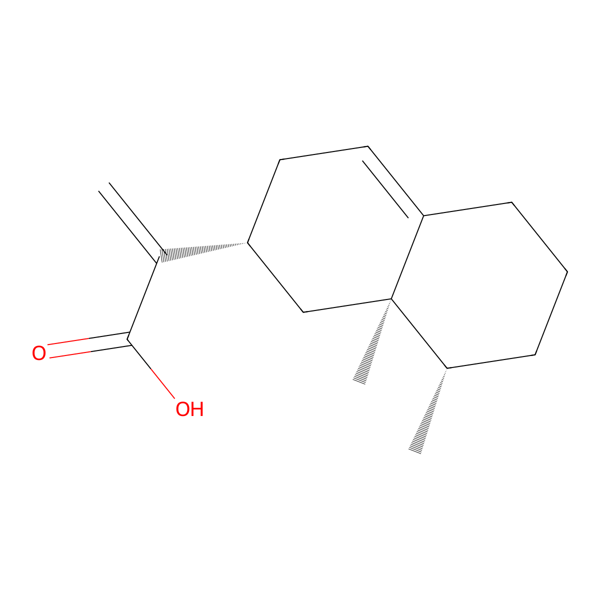 NCGC00169769-02_C15H22O2_2-Naphthaleneacetic acid, 1,2,3,5,6,7,8,8a-octahydro-8,8a-dimethyl-alpha-methylene-, (2R,8S,8aR)- molecular structure, CAS 69905-01-7