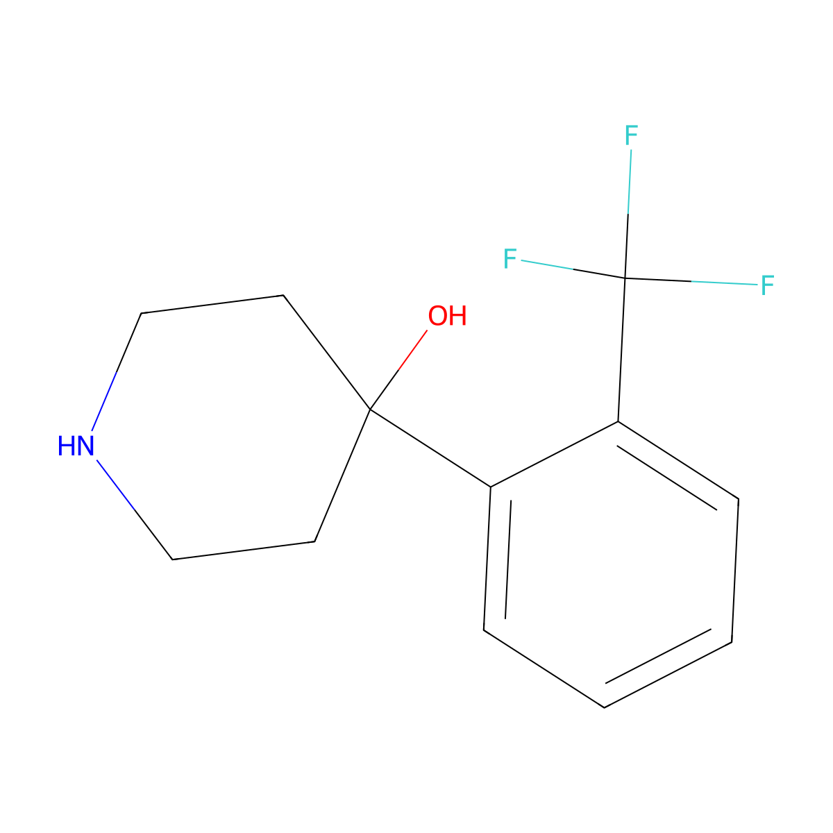 4-(Trifluoromethylphenyl)-piperidin-4-ol molecular structure, CAS 69908-12-9