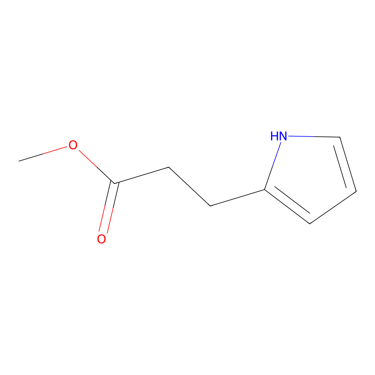 Methyl 3-(1H-pyrrol-2-yl)propanoate molecular structure, CAS 69917-80-2
