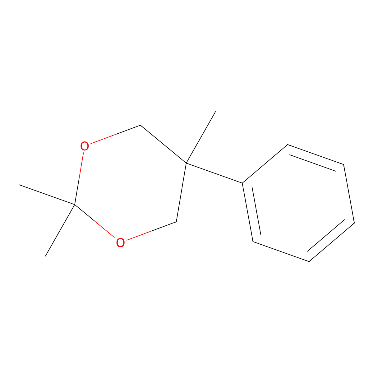 1,3-Dioxane, 2,2,5-trimethyl-5-phenyl- molecular structure, CAS 69921-20-6