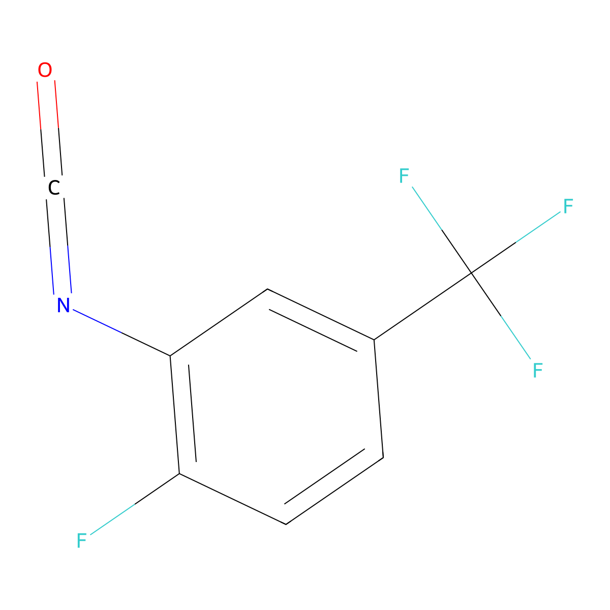 2-Fluoro-5-(trifluoromethyl)phenyl isocyanate molecular structure, CAS 69922-27-6