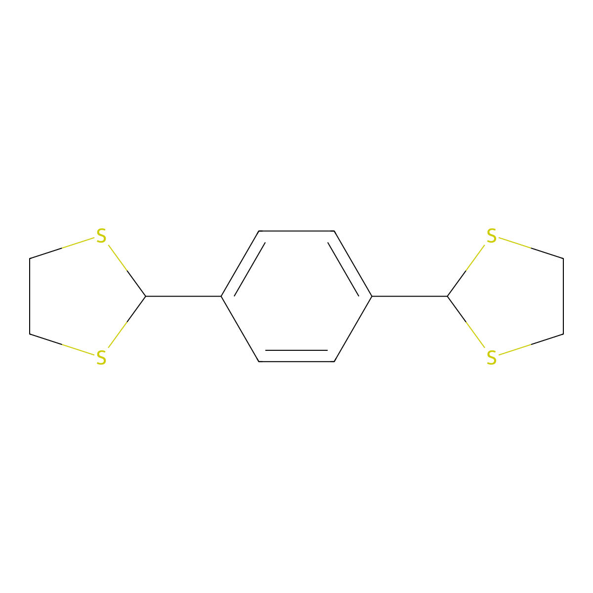 1,3-Dithiolane, 2,2'-(1,4-phenylene)bis- molecular structure, CAS 69922-37-8