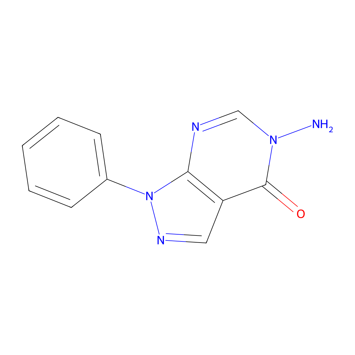 5-amino-1-phenyl-1H,4H,5H-pyrazolo[3,4-d]pyrimidin-4-one molecular structure, CAS 69923-95-1