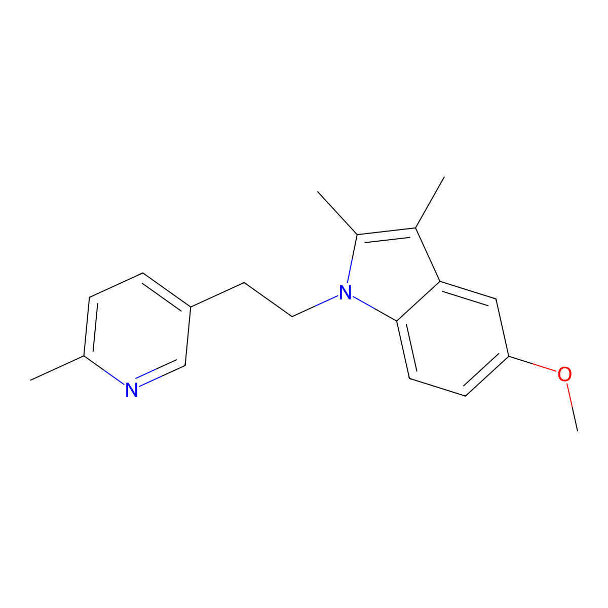 1-(2-(2-Methyl-5-pyridyl)ethyl)-5-methoxy-2,3-dimethylindole molecular structure, CAS 69924-44-3