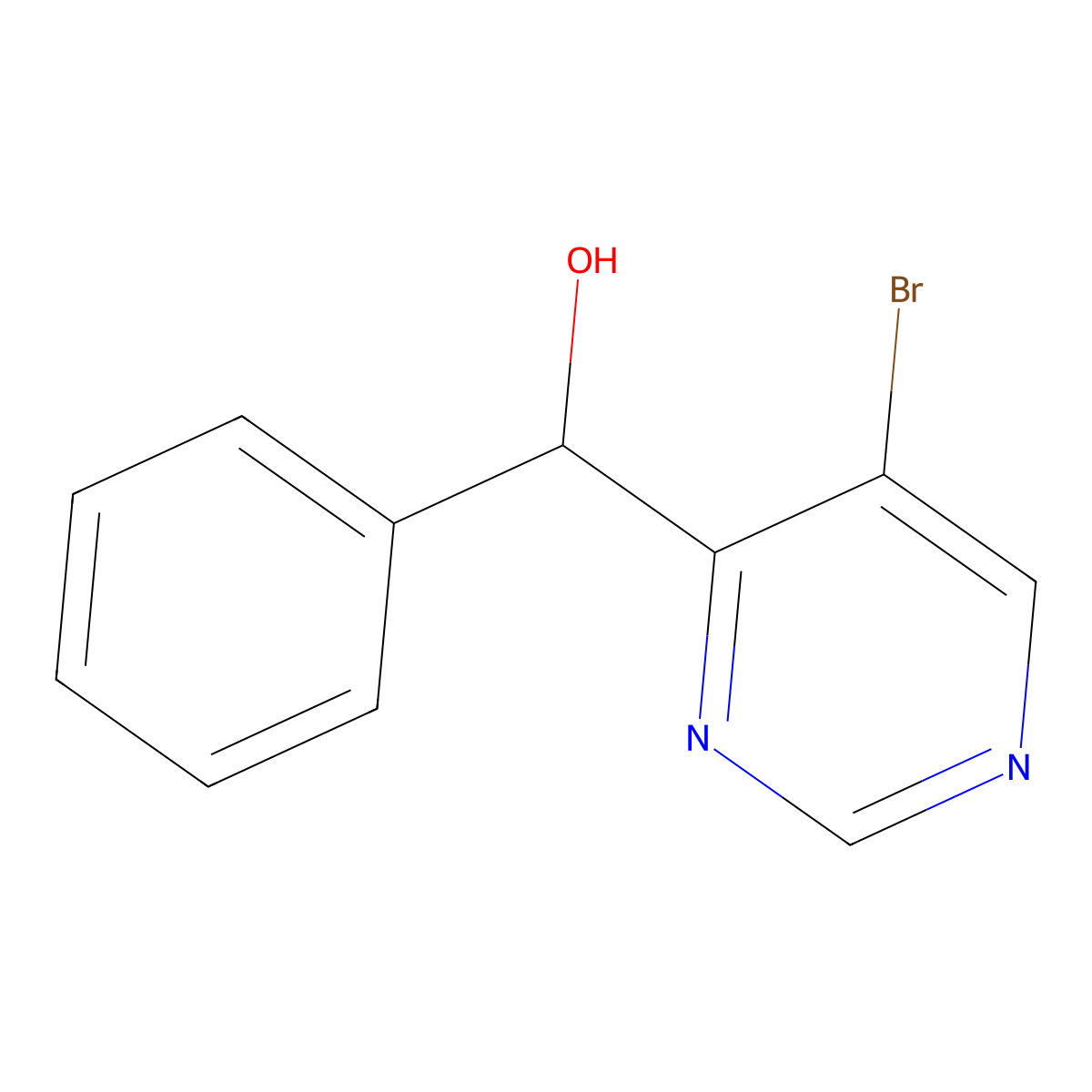 (5-Bromopyrimidin-4-yl)-phenylmethanol molecular structure, CAS 69927-45-3