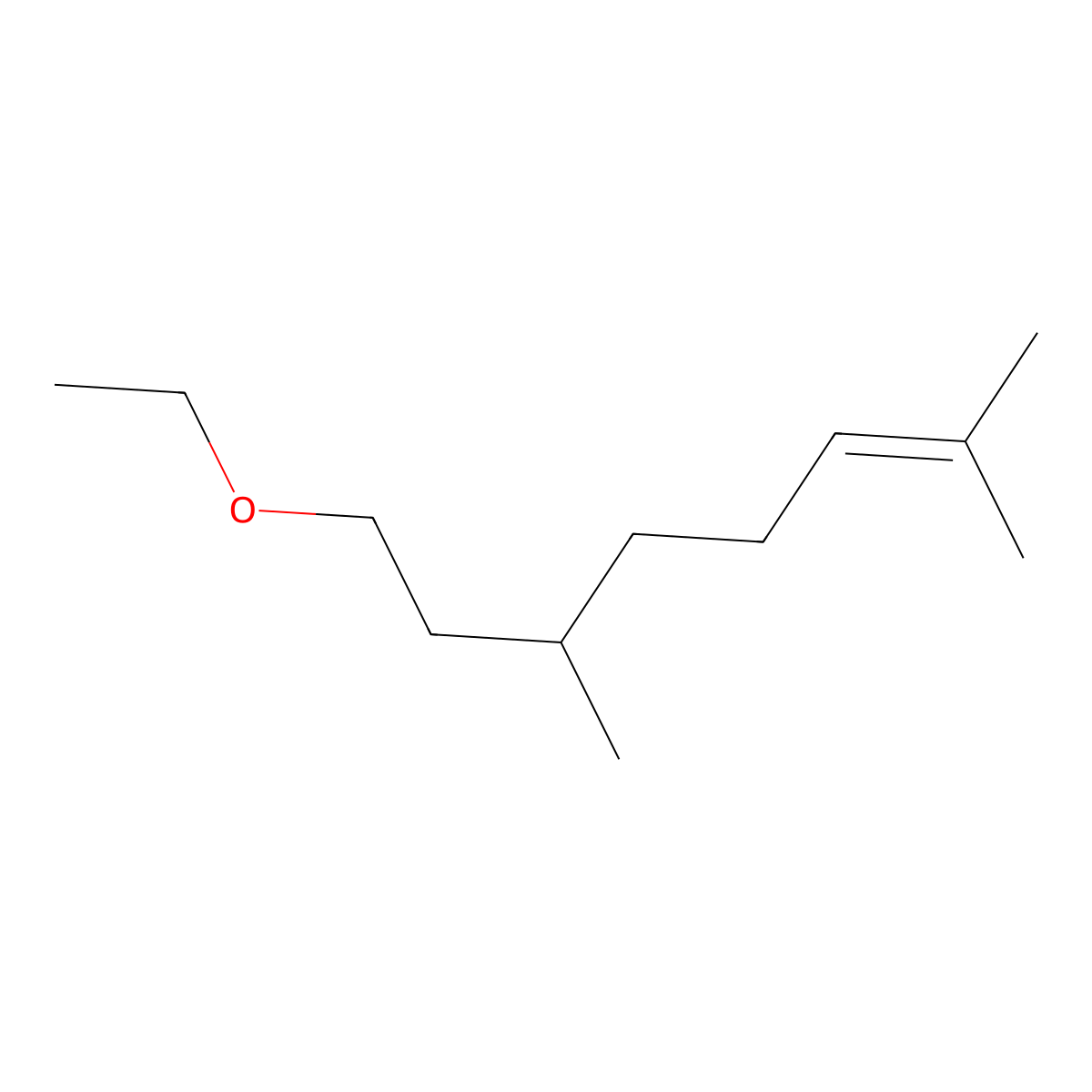 Citronellyl ethyl ether, (+-)- molecular structure, CAS 69929-16-4