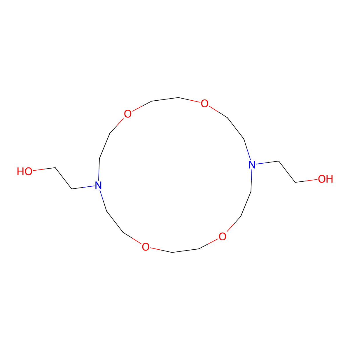 1,4,10,13-Tetraoxa-7,16-diazacyclooctadecane-7,16-diethanol molecular structure, CAS 69930-74-1