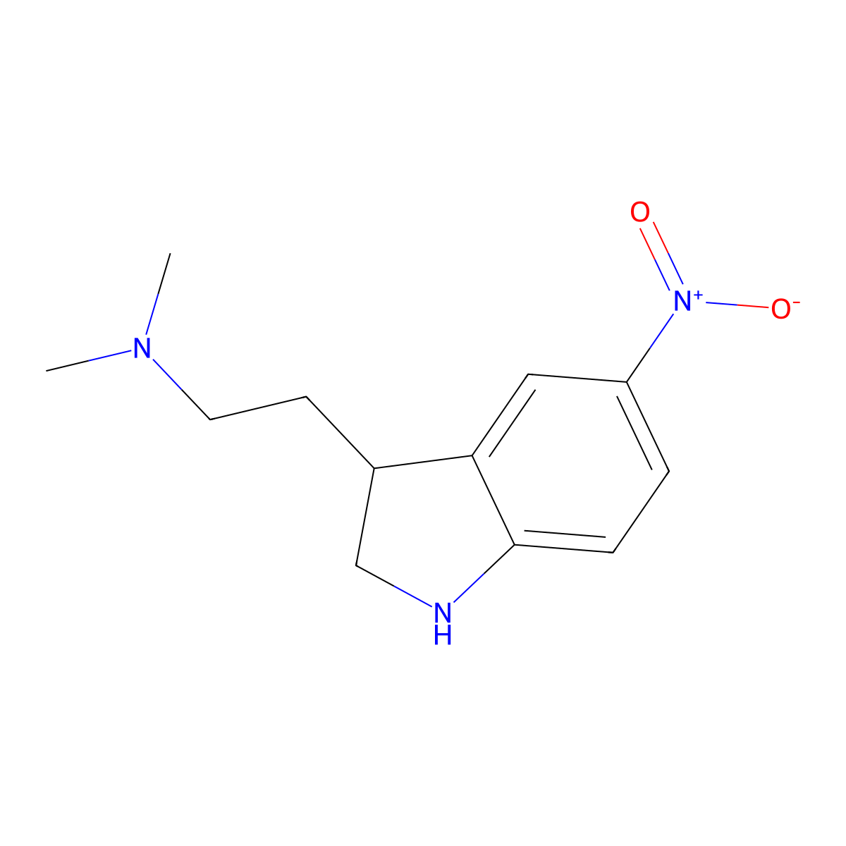 1H-Indole-3-ethanamine, 2,3-dihydro-N,N-dimethyl-5-nitro- molecular structure, CAS 69937-14-0