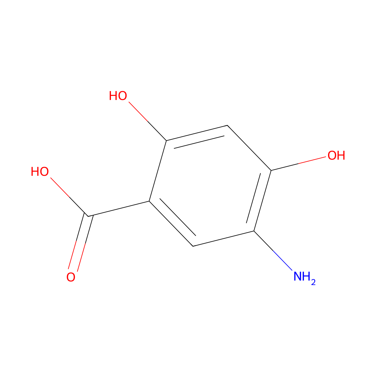 5-Amino-2,4-dihydroxybenzoic acid molecular structure, CAS 69938-56-3