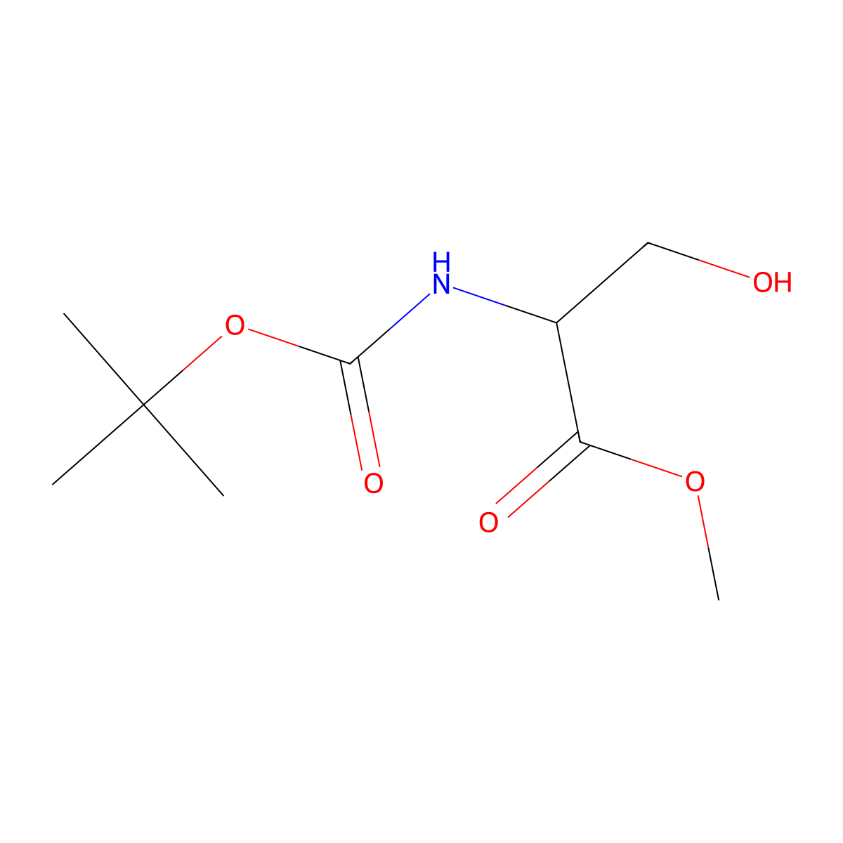 Methyl N-(tert-butoxycarbonyl)serinate molecular structure, CAS 69942-12-7