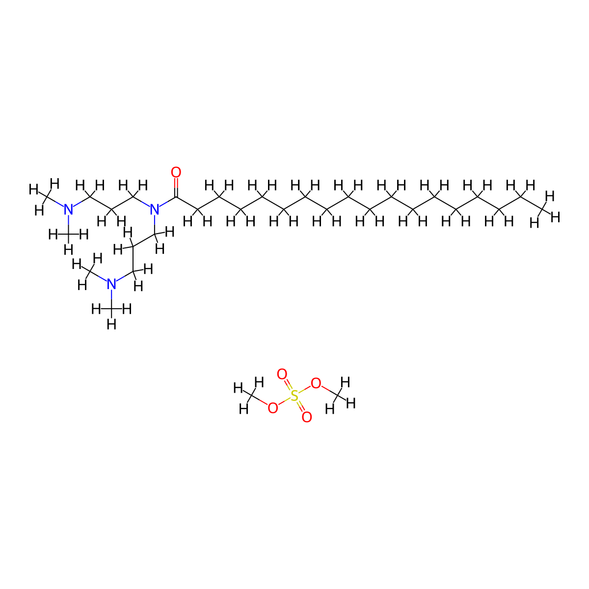Sulfuric acid, dimethyl ester, compd. with N,N-bis(3-(dimethylamino)propyl)octadecanamide (1:?) molecular structure, CAS 69943-71-1