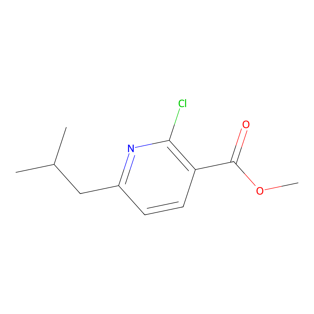 2-Chloro-6-isobutyl-nicotinic acid methyl ester molecular structure, CAS 69945-92-2