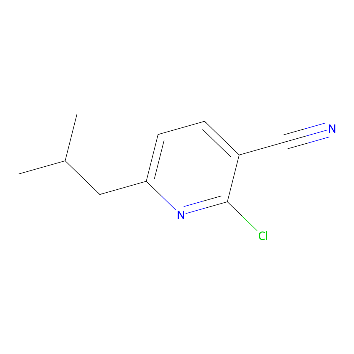 2-Chloro-6-(2-methylpropyl)pyridine-3-carbonitrile molecular structure, CAS 69945-96-6