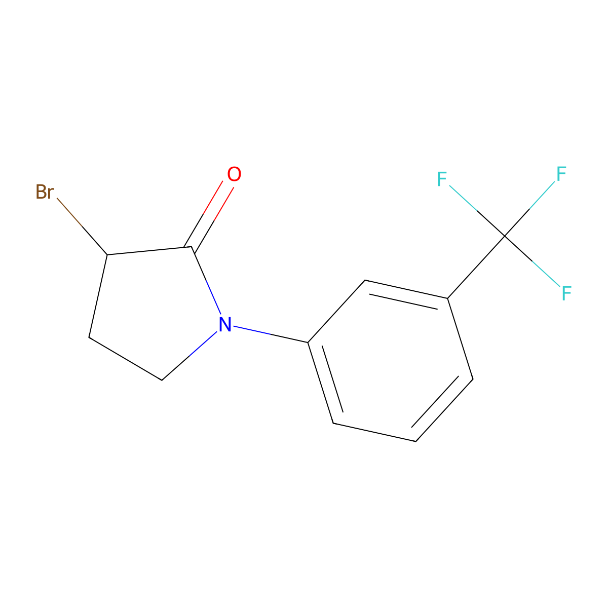 3-Bromo-1-[3-(trifluoromethyl)phenyl]pyrrolidin-2-one molecular structure, CAS 69949-67-3