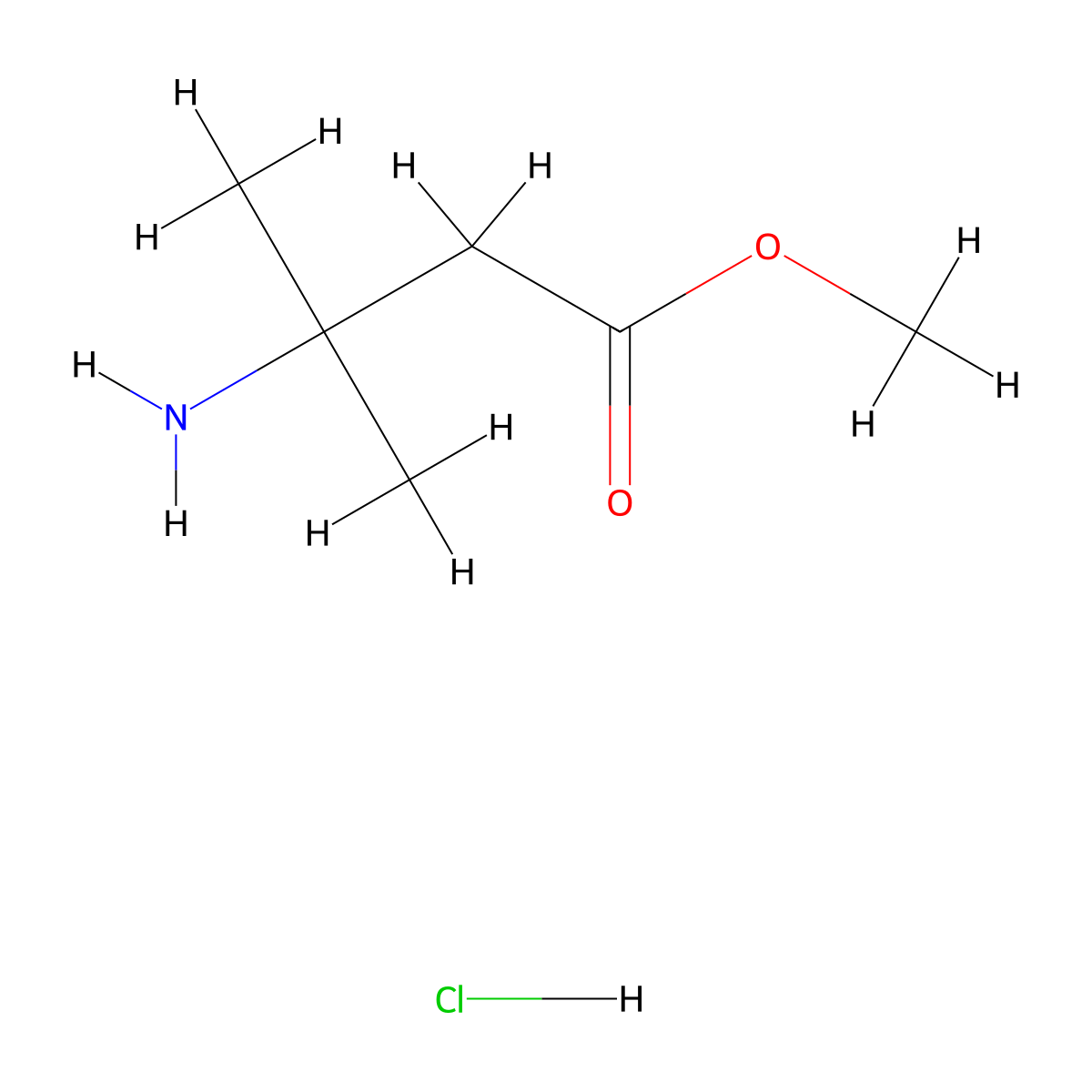 Methyl 3-amino-3-methylbutanoate hydrochloride molecular structure, CAS 69950-44-3