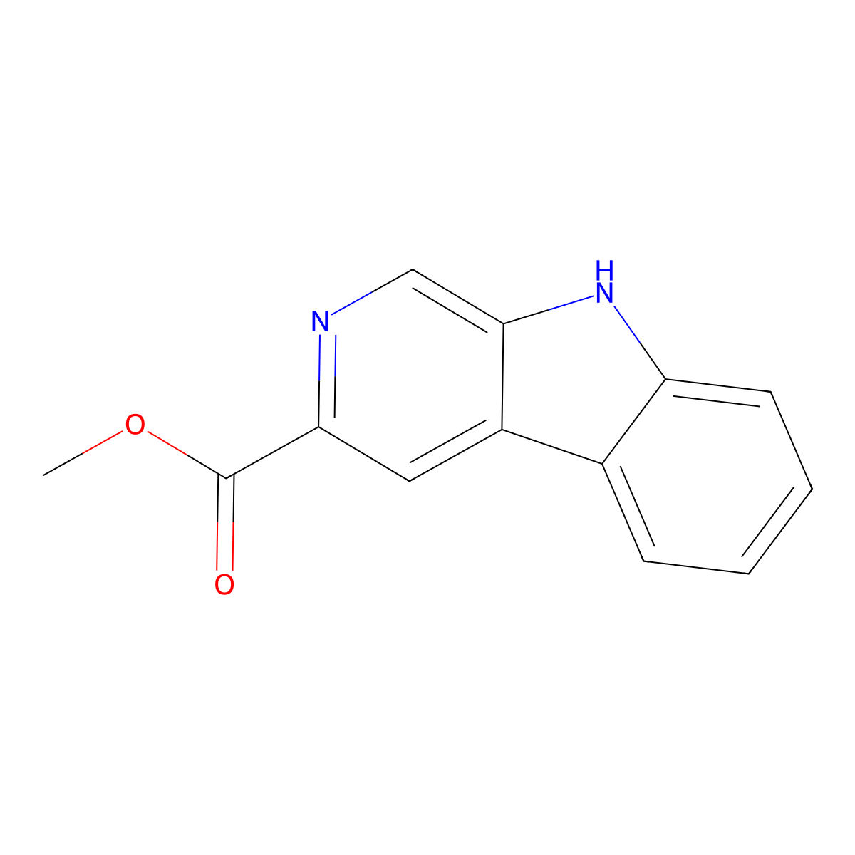 Methyl 9H-pyrido(3,4-b)indole-3-carboxylate molecular structure, CAS 69954-48-9