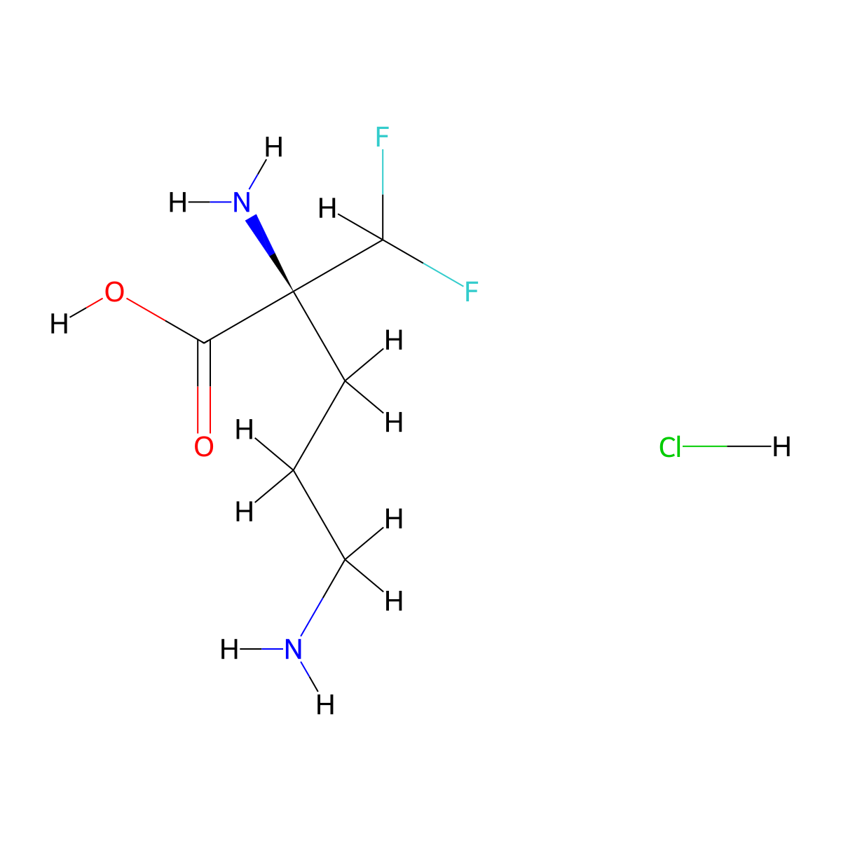 L-Eflornithine (monohydrochloride) molecular structure, CAS 69955-42-6
