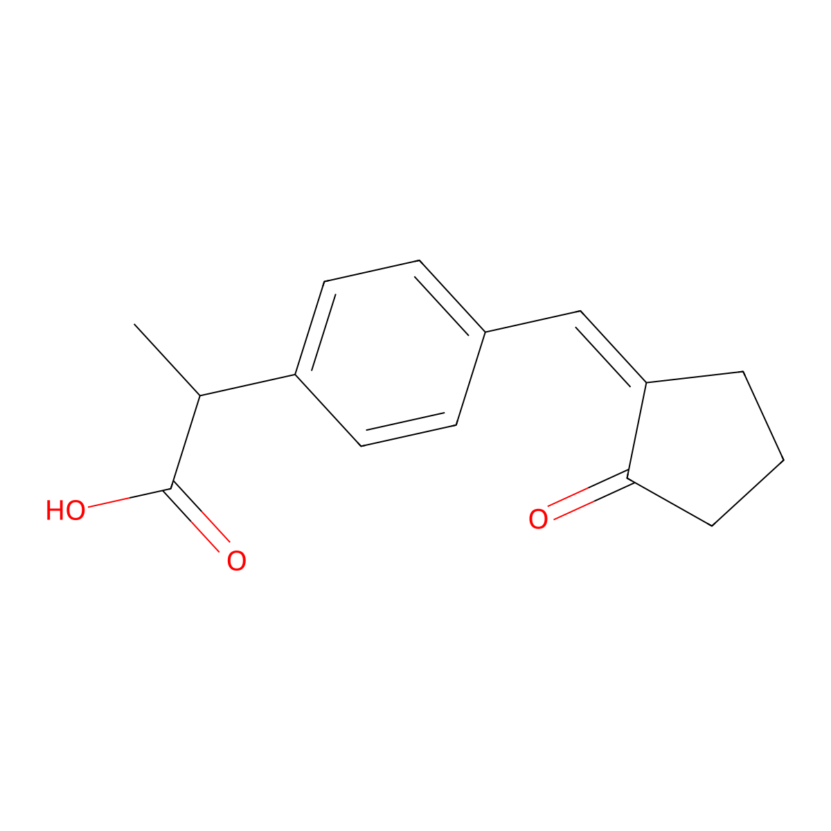 2-[4-[(2-Oxocyclopentylidene)methyl]phenyl]propanoic acid molecular structure, CAS 69956-76-9