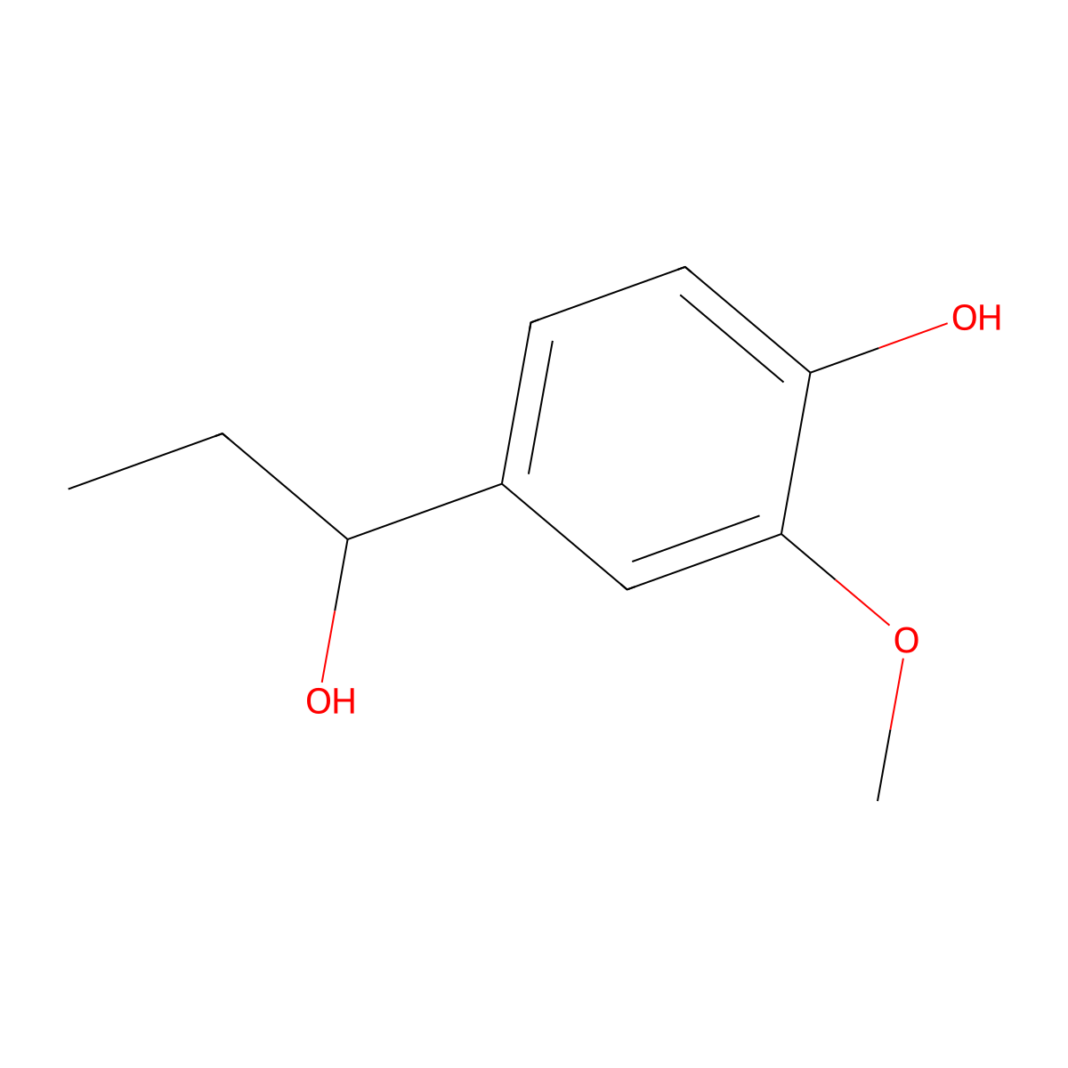 4-(1-Hydroxypropyl)-2-methoxyphenol molecular structure, CAS 6997-34-8