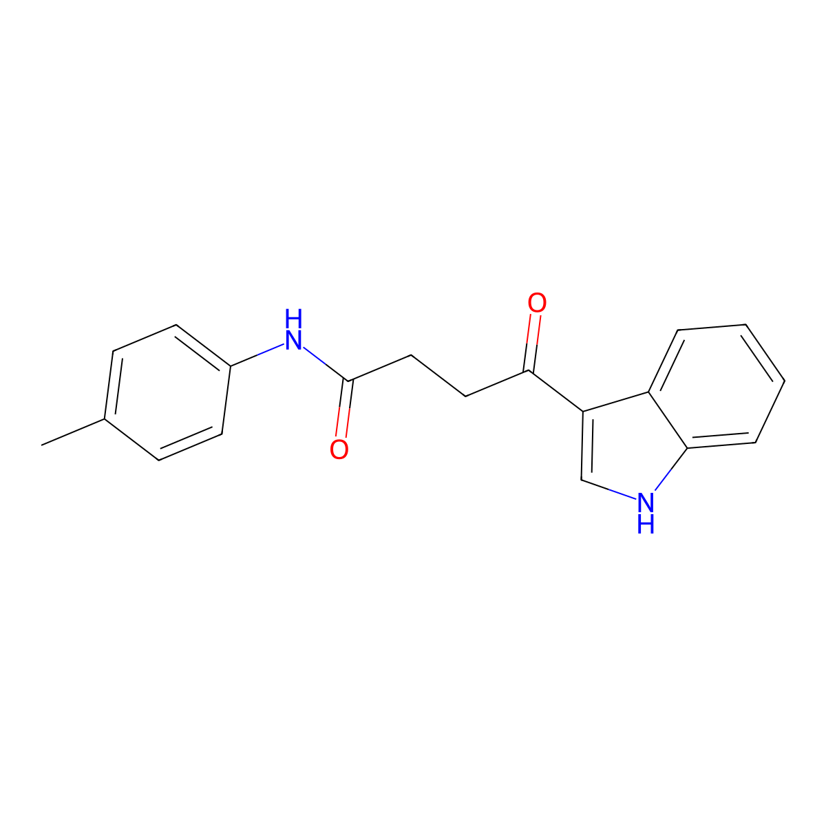 N-(4-Methylphenyl)-gamma-oxo-1H-indole-3-butanamide molecular structure, CAS 69971-80-8