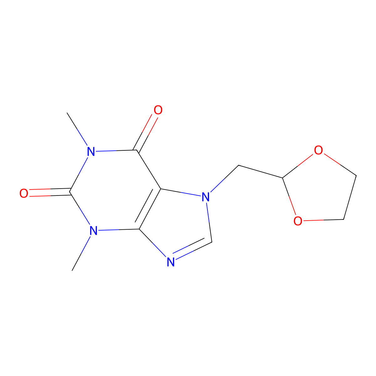 Doxofylline molecular structure, CAS 69975-86-6