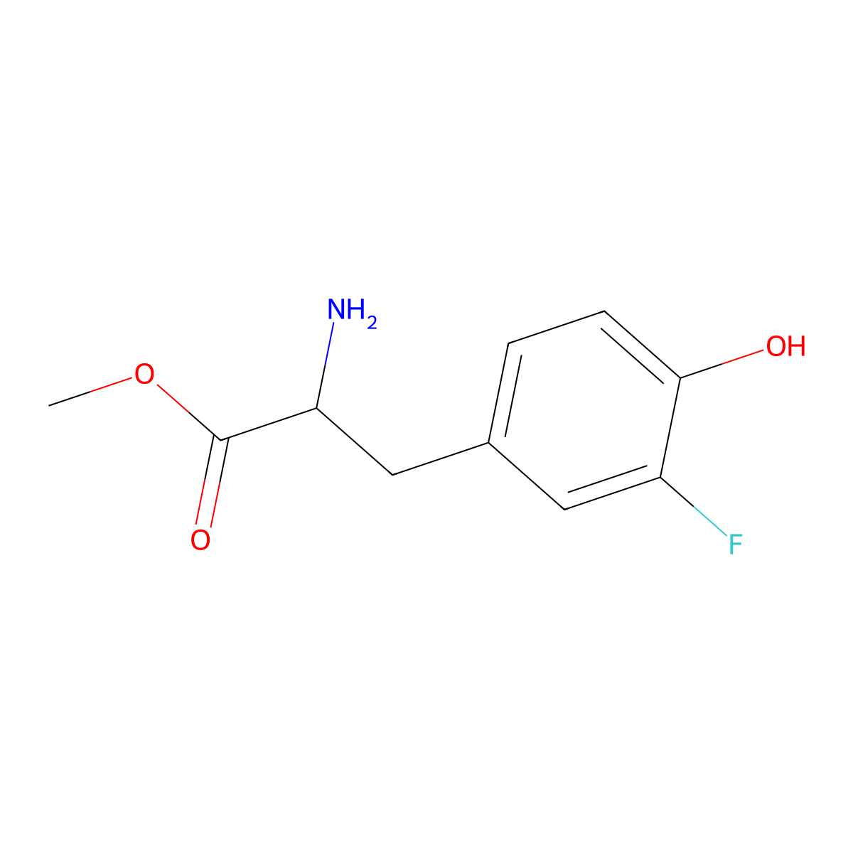 Methyl 2-amino-3-(3-fluoro-4-hydroxyphenyl)propanoate molecular structure, CAS 69978-79-6