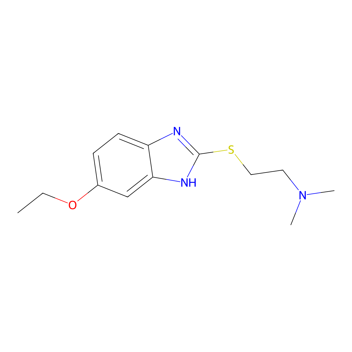 2-[(6-ethoxy-1H-benzimidazol-2-yl)sulfanyl]-N,N-dimethylethanamine molecular structure, CAS 6998-54-5