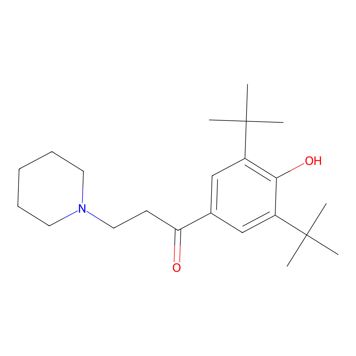 1-(3,5-Ditert-butyl-4-hydroxyphenyl)-3-piperidin-1-ylpropan-1-one molecular structure, CAS 6998-56-7