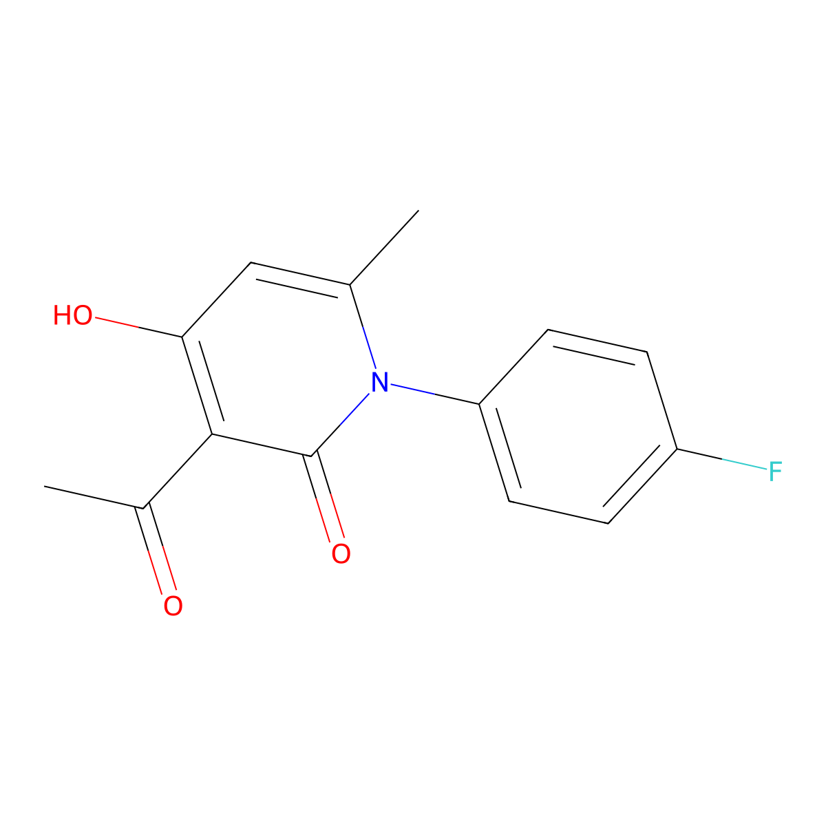 3-acetyl-1-(4-fluorophenyl)-4-hydroxy-6-methylpyridin-2(1H)-one molecular structure, CAS 6998-63-6