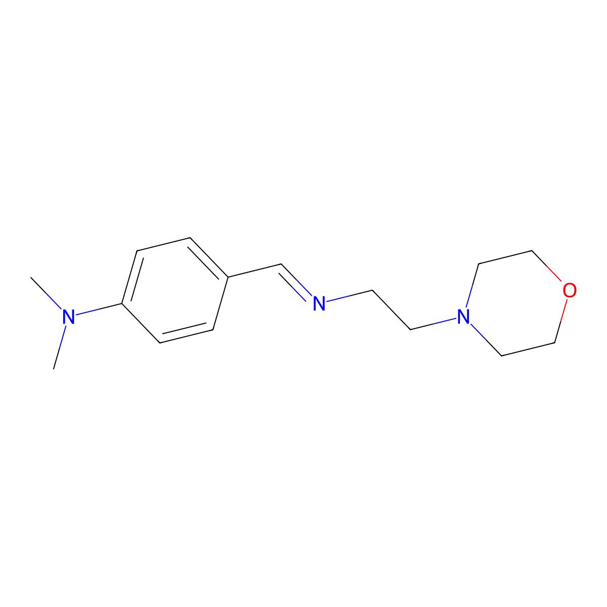 N,N-dimethyl-4-(2-morpholin-4-ylethyliminomethyl)aniline molecular structure, CAS 6998-65-8