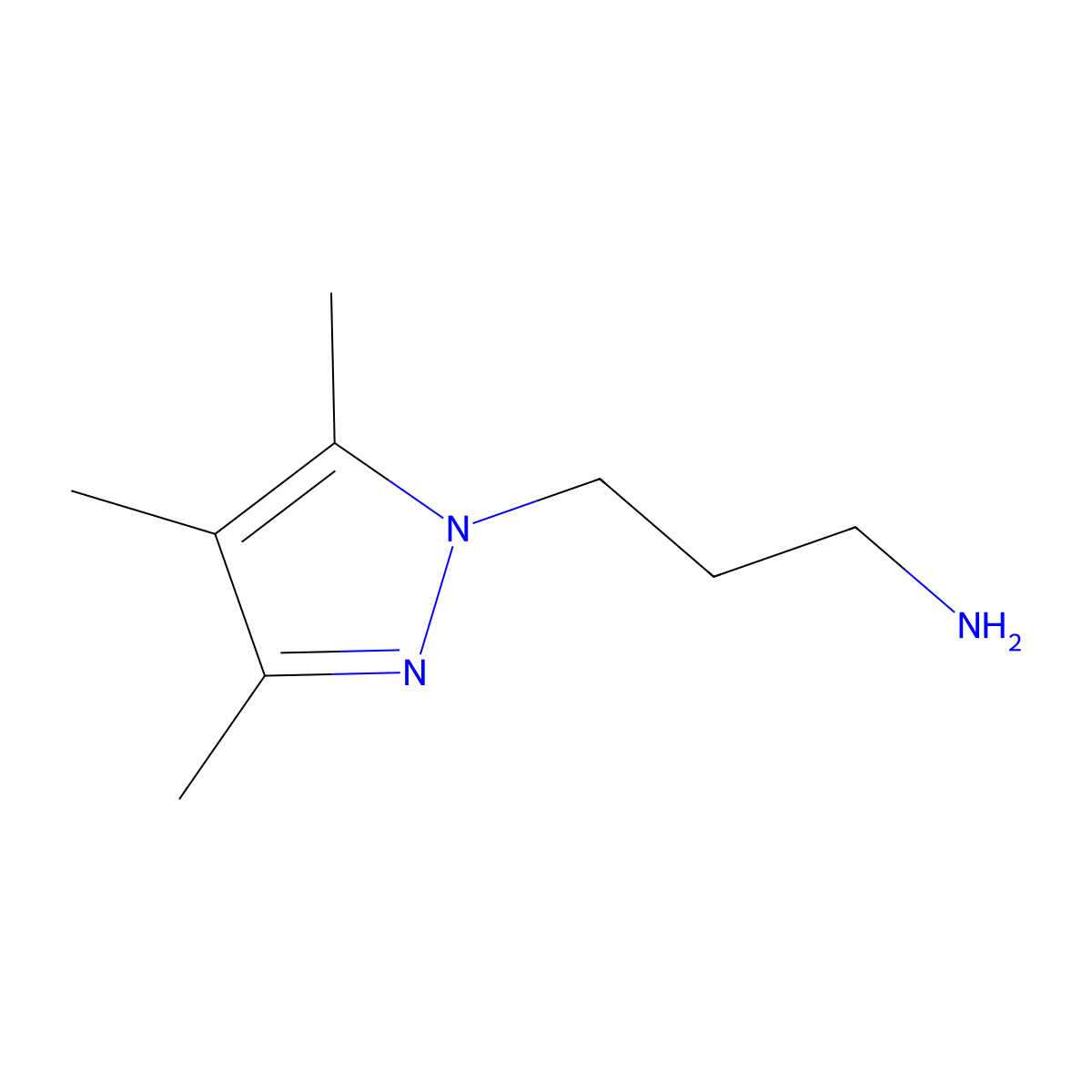 3-(3,4,5-trimethyl-1H-pyrazol-1-yl)propan-1-amine molecular structure, CAS 69980-77-4